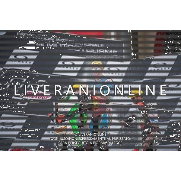 Alex Marquez Primo classificato Moto2 sul podio con Luca Marini e Thomas Luthi - Podio Moto2 Gp del Mugello Gran Premio d\'Italia 02.06.2019 ©Alessio Marini / AGENZIA ALDO LIVERANI SAS