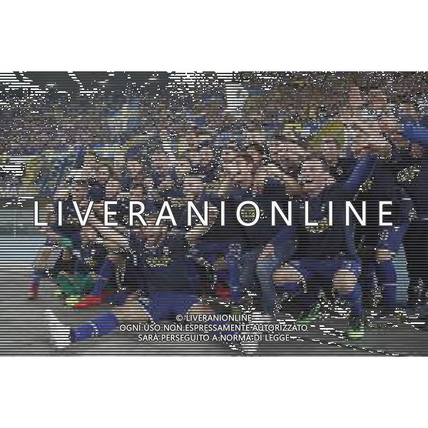 VERONA 02/06/2019 - Play off di serie BKT Hellas Verona - Cittadella. Partita di Ritorno nella foto: Esultanza e festeggiamenti a fine gara per la promozione in serie A del verona ©Claudio Zamagni/Agenzia Aldo Liverani / AGENZIA ALDO LIVERANI SAS