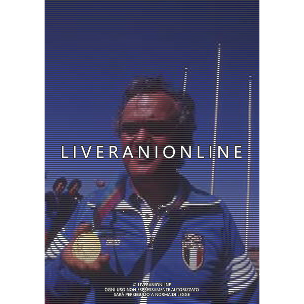RETROSPETTIVA LUCIANO GIOVANNETTI TIRO A VOLO NELLA FOTO LUCIANO GIOVANNETTI VINCE L\'ORO ALLE OLIMPIADI DI LOS ANGELES 1984 AG ALDO LIVERANI SAS