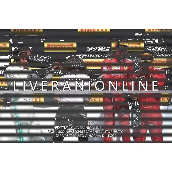1st place Lewis Hamilton (GBR) Mercedes AMG F1 W10 with 2nd place Sebastian Vettel (GER) Ferrari SF90 and 3rd place Charles Leclerc (MON) Ferrari SF90. 09.06.2019. Formula 1 World Championship, Rd 7, Canadian Grand Prix, Montreal, Canada, Race Day. /AGENZIA ALDO LIVERANI SAS - ITALY ONLY EDITORIAL USE ONLY