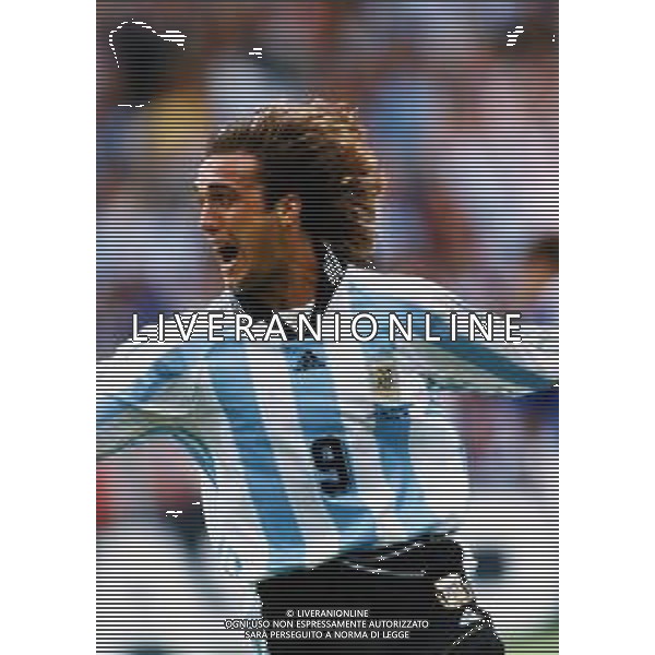 RETROSPETTIVA GABRIEL BATISTUTA CALCIATORE NELLA FOTO GABRIEL BATISTUTA CON LA MAGLIA DELLA NAZIONALE ARGENTINA AG ALDO LIVERANI SAS