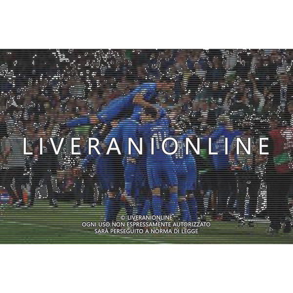 Torino 11.06.2019 Stadio Allianz Stadium Italia vs Bosnia ed Erzegovina Qualificazioni Euro 2020 ©Viganti/Agenzia Aldo Liverani Nella foto: abbraccio esultanza dopo il gol di marco verratti ©AGENZIA ALDO LIVERANI SAS