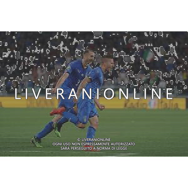 Torino 11.06.2019 Stadio Allianz Stadium Italia vs Bosnia ed Erzegovina Qualiificazioni Euro 2020 ©Viganti/Agenzia Aldo Liverani Nella foto: esultanza di giorgio chiellini e marco verratti