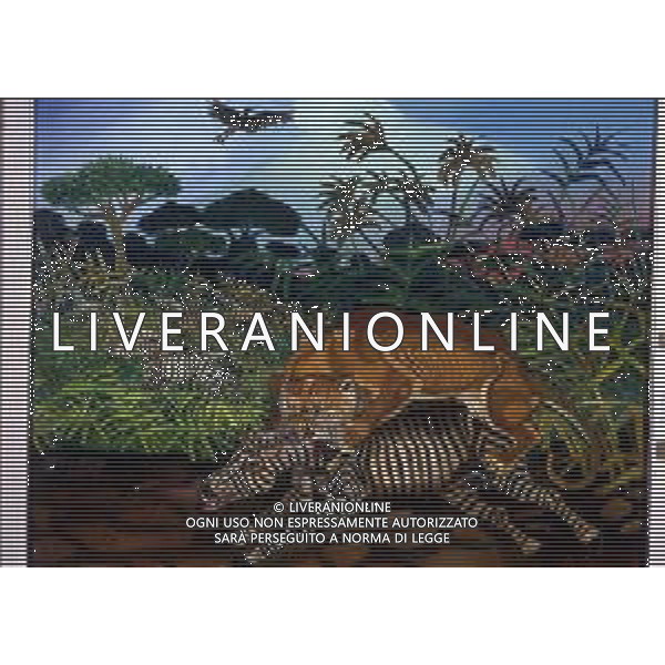 Antonio Ligabue (Zurigo, 18 dicembre 1899 – Gualtieri, 27 maggio 1965) è stato un pittore italiano la cui arte è generalmente classificata come espressionista nella foto dipinto di antonio ligabue leonessa cattura una zebra ag aldo liverani sas