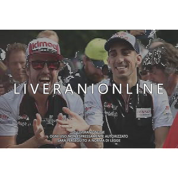 (L to R): Fernando Alonso (ESP) Toyota Gazoo Racing and Sebastien Buemi (SUI) Toyota Gazoo Racing at the parade. 14.06.2019. FIA World Endurance Championship, Le Mans 24 Hours, Parade Day, Le Mans, France. Friday. AG ALDO LIVERANI SAS-ONLY ITALY