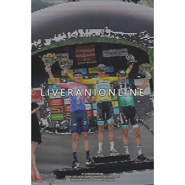 16-06-2019 Criterium Du Dauphine Libere; Tappa 08 Cluses - Champery; 2019, Ef Education - First; 2019, Astana; 2019, Bora - Hansgrohe; Van Garderen, Tejay; Fuglsang, Jacob; Buchmann, Emanuel; Champery; ©SIROTTI / AGENZIA ALDO LIVERANI SAS