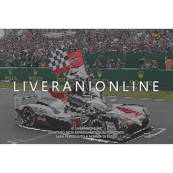 (L to R): Race winners Sebastien Buemi (SUI) and Fernando Alonso (ESP) Toyota Gazoo Racing, celebrate as Kazuki Nakajima (JPN) / #08 Toyota Gazoo Racing Toyota TS050 Hybrid, takes the chequered flag at the end of the race. 16.06.2019. FIA World Endurance Championship, Le Mans 24 Hours, Race, Le Mans, France. Sunday.