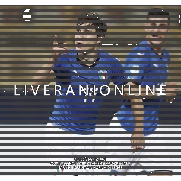 UEFA - Campionato Europeo Under 21 Italia 2019 gruppo A 16/06/2019 Italia - Spagna nella foto: Esultanza dopo il secondo gol di Chiesa Federico (Italia) ©Claudio Zamagni/Agenzia Aldo Liverani Chiesa Federico (Italia) celebrates after scoring a goal during UEFA Championship Under 21 Italy 2019 group A match between Italy and Spain at Renato Dall\'Ara Stadium on June 16 2019. photo credit by Claudio Zamagni/Aldo Liverani Photo Agency/ AGENZIA ALDO LIVERANI SAS