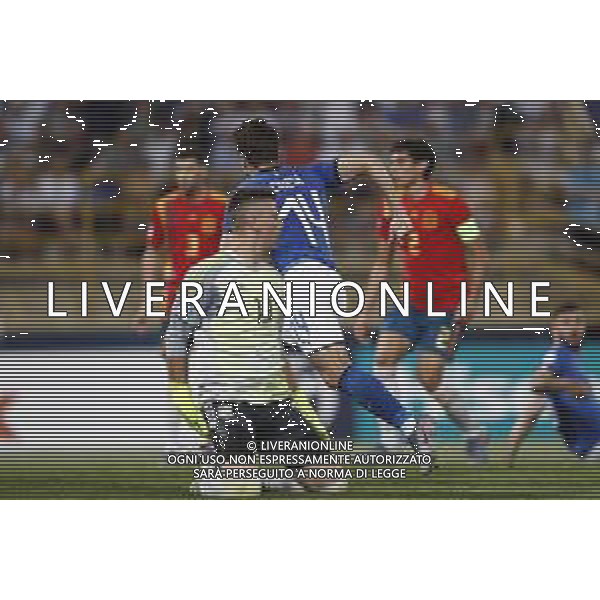 UEFA - Campionato Europeo Under 21 Italia 2019 gruppo A 16/06/2019 Italia - Spagna nella foto: Esultanza dopo il secondo gol di Chiesa Federico (Italia) ©Claudio Zamagni/Agenzia Aldo Liverani Chiesa Federico (Italia) celebrates after scoring a goal during UEFA Championship Under 21 Italy 2019 group A match between Italy and Spain at Renato Dall\'Ara Stadium on June 16 2019. photo credit by Claudio Zamagni/Aldo Liverani Photo Agency/ AGENZIA ALDO LIVERANI SAS