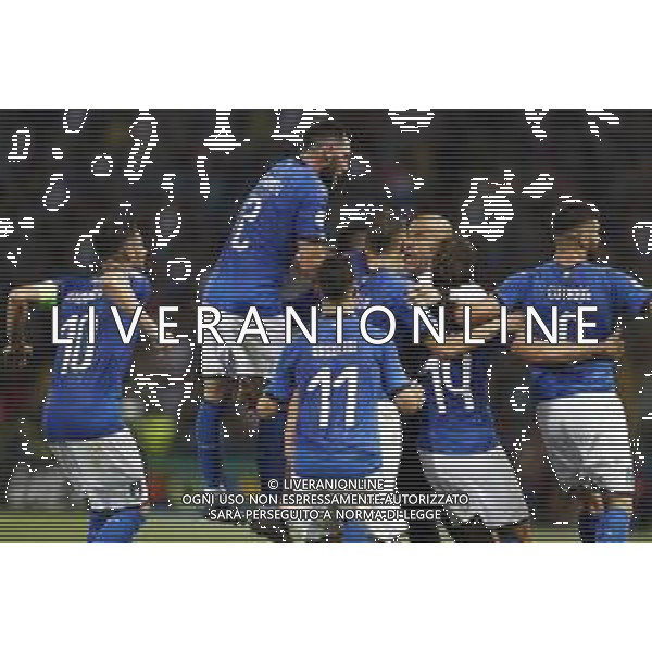 UEFA - Campionato Europeo Under 21 Italia 2019 gruppo A 16/06/2019 Italia - Spagna nella foto: Esultanza italia, abbraccio con luigi di biagio dopo il gol su rigore di lorenzo pellegrini ©Claudio Zamagni/Agenzia Aldo Liverani italy celebrates after scoring a goal during UEFA Championship Under 21 Italy 2019 group A match between Italy and Spain at Renato Dall\'Ara Stadium on June 16 2019. photo credit by Claudio Zamagni/Aldo Liverani Photo Agency/ AGENZIA ALDO LIVERANI SAS