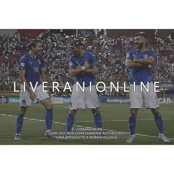 UEFA - Campionato Europeo Under 21 Italia 2019 gruppo A 16/06/2019 Italia - Spagna nella foto: Chiesa Federico (Italia) Orsolini Riccardo (Italia) Cutrone Patrick (Italia) Esultanza ©Claudio Zamagni/Agenzia Aldo Liverani Chiesa Federico (Italia) Orsolini Riccardo (Italia) Cutrone Patrik (Italia) during UEFA Championship Under 21 Italy 2019 group A match between Italy and Spain at Renato Dall\'Ara Stadium on June 16 2019. photo credit by Claudio Zamagni/Aldo Liverani Photo Agency/ AGENZIA ALDO LIVERANI SAS