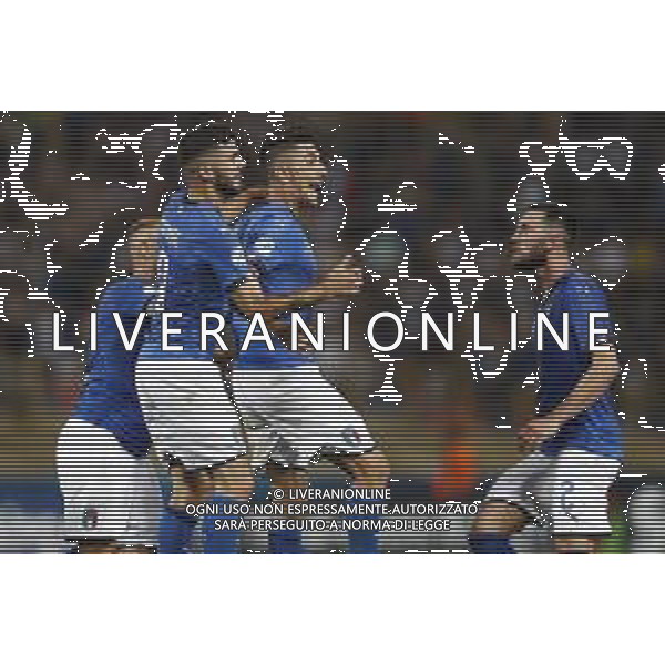 UEFA - Campionato Europeo Under 21 Italia 2019 gruppo A 16/06/2019 Italia - Spagna nella foto: Esultanza italia dopo il gol su rigore di lorenzo pellegrini con patrick cutrone ©Claudio Zamagni/Agenzia Aldo Liverani italy celebrates after scoring a goal during UEFA Championship Under 21 Italy 2019 group A match between Italy and Spain at Renato Dall\'Ara Stadium on June 16 2019. photo credit by Claudio Zamagni/Aldo Liverani Photo Agency/ AGENZIA ALDO LIVERANI SAS