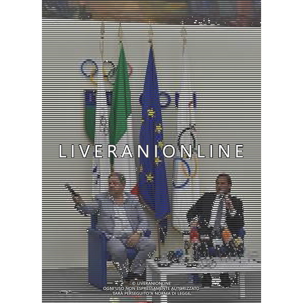 CONFERENZA STAMPA DI FRANCESCO TOTTI PER LE DIMISSIONI DA DIRIGENTE DELLA ROMA CALCIO, NELLA SEDE DEL CONI A ROMA 17.06.2019 NELLA FOTO CON PAOLO CONDO\' © MEZZELANI GMT / AGENZIA ALDO LIVERANI SAS