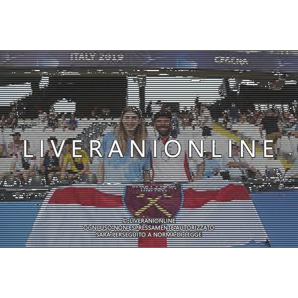 UEFA - Campionato Europeo Under 21 Italia 2019 gruppo C 18/06/2019 Inghilterra - Francia nella foto: tifosi dell\'Inghilterra ©Claudio Zamagni/Agenzia Aldo Liverani england\'s supporters during UEFA Championship Under 21 Italy 2019 group C match between England and France at Orogel Dino Manuzzi Stadium on June 18 2019. photo credit by Claudio Zamagni/Aldo Liverani Photo Agency/ AGENZIA ALDO LIVERANI SAS - Inghilterra - Francia UEFA U21 - Campionato Europeo Under 21 Italia 2019 gruppo C - Cesena 18.06.2019