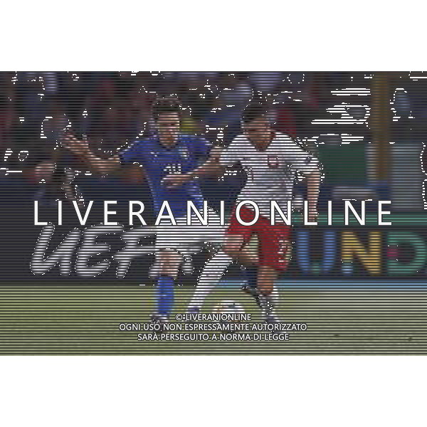 UEFA - Campionato Europeo Under 21 Italia 2019 gruppo A 19/06/2019 Italia - Polonia nella foto: Fila Karol(Poland) Chiesa Federico (Italia) ©Claudio Zamagni/Agenzia Aldo Liverani Fila Karol(Poland) Chiesa Federico (Italia) during UEFA Championship Under 21 Italy 2019 group A match between Italy and Poland at Renato Dall\'Ara Stadium on June 19 2019. photo credit by Claudio Zamagni/Aldo Liverani Photo Agency / AGENZIA ALDO LIVERANI SAS