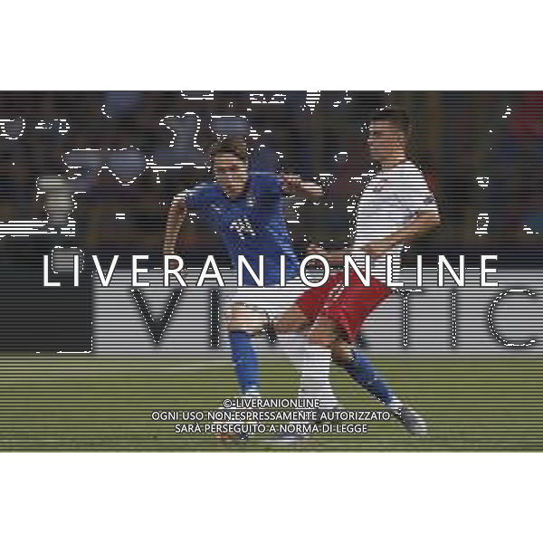 UEFA - Campionato Europeo Under 21 Italia 2019 gruppo A 19/06/2019 Italia - Polonia nella foto: Chiesa Federico (Italia) Fila Karol(Poland) ©Claudio Zamagni/Agenzia Aldo Liverani Chiesa Federico (Italia) Fila Karol(Poland) during UEFA Championship Under 21 Italy 2019 group A match between Italy and Poland at Renato Dall\'Ara Stadium on June 19 2019. photo credit by Claudio Zamagni/Aldo Liverani Photo Agency