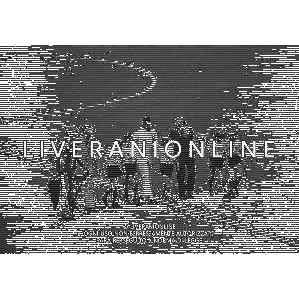 1974 FRANCOFORTE-INAUGURAZIONE DEI CAMPIONATO DEL MONDO DI CALCIO NELLA FOTO 1974 FIFA World Cup in Germany Pele (Edson Arantes do Nascimento) 1940 - Brazilian football player, 1994 Minister of Sports in Brazil Pele alongide Uwe Seeler and children during the opening ceremony of the World Cup in Frankfurt - June 1974 AG ALDO LIVERANI SAS