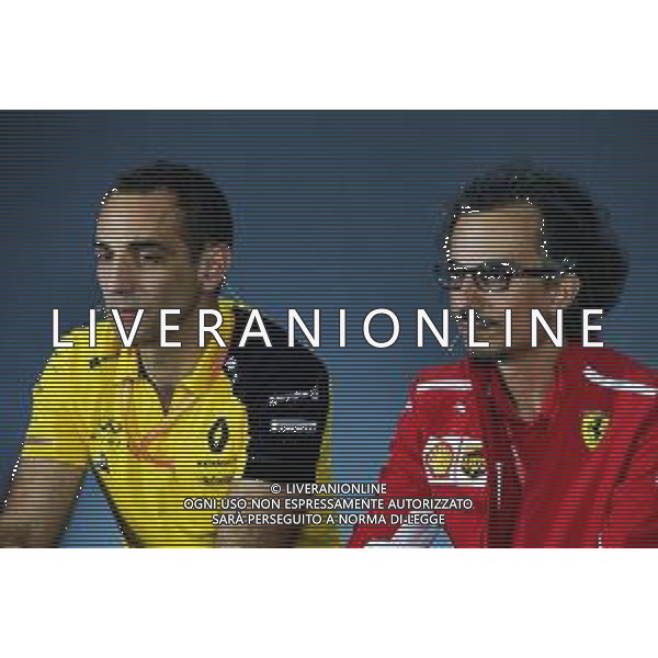 (L to R): Cyril Abiteboul (FRA) Renault Sport F1 Managing Director and Laurent Mekies (FRA) Ferrari Sporting Director in the FIA Press Conference. 21.06.2019. Formula 1 World Championship, Rd 8, French Grand Prix, Paul Ricard, France, Practice Day. s / AGENZIA ALDO LIVERANI SAS - ITALY ONLY EDITORIAL USE ONLY