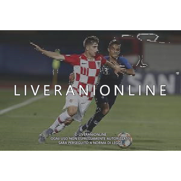 UEFA - Campionato Europeo Under 21 Italia 2019 gruppo C 21/06/2019 Francia - Croazia nella foto: Luka Ivanusec (Croatia U21) Dagba Colin(France) ©Claudio Zamagni/Agenzia Aldo Liverani Luka Ivanusec (Croatia U21) Dagba Colin(France) during UEFA Championship Under 21 Italy 2019 group C match between France and Croatia at San Marino Olympic Stadium on June 21 2019. photo credit by Claudio Zamagni/Aldo Liverani Photo Agency