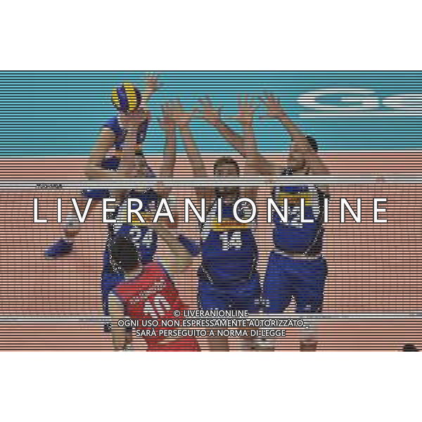Milano 21-06-2019 Palalido Volleyball Nations League - girone 14 day 1 Italia vs Serbia nella foto da SX Giulio Pinali (Italia), Matteo Piano (Italia) e Oreste Cavuto (Italia) foto Roberto Garavaglia - ag. Aldo Liverani sas