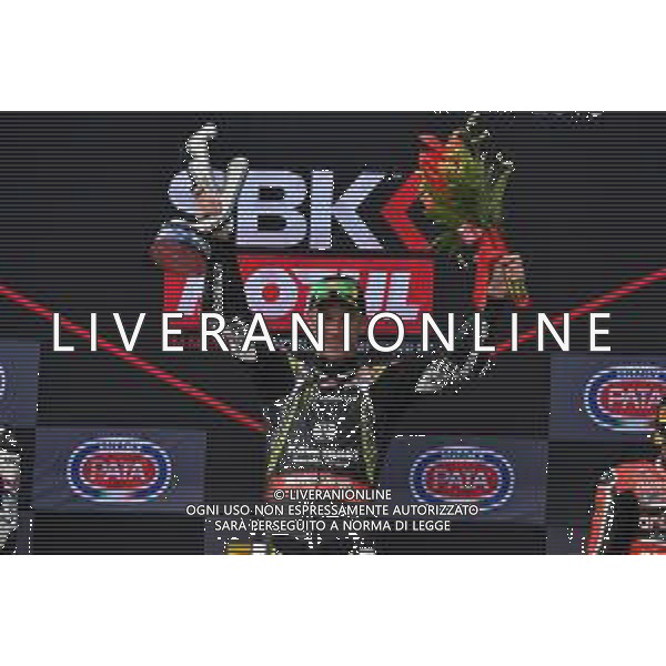 1 Jonathan Rea al podio MotoSBK Pata Riviera di Rimini Round San Marino 2019 - Misano 22 giugno 2019 ©Alessio Marini / AGENZIA ALDO LIVERANI SAS