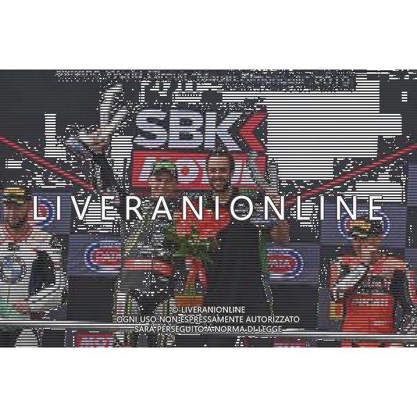 1 Jonathan Rea al podio MotoSBK Pata Riviera di Rimini Round San Marino 2019 - Misano 22 giugno 2019 ©Alessio Marini / AGENZIA ALDO LIVERANI SAS