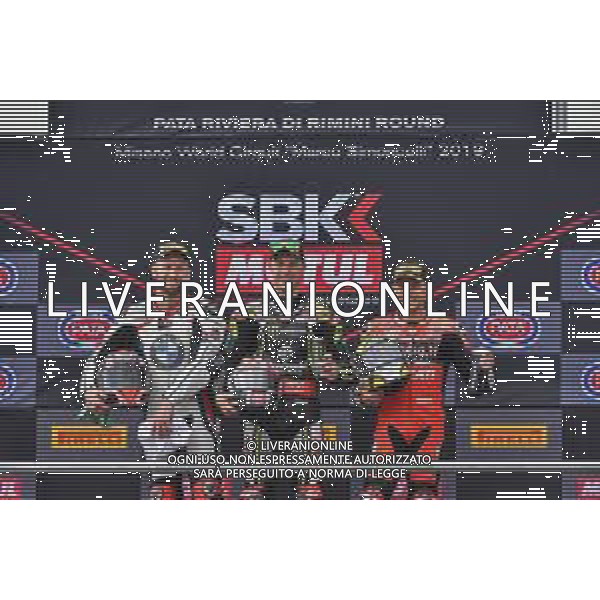 Podio Race 1Rea, Sykes e Bautista MotoSBK Pata Riviera di Rimini Round San Marino 2019 - Misano 22 giugno 2019 ©Alessio Marini / AGENZIA ALDO LIVERANI SAS