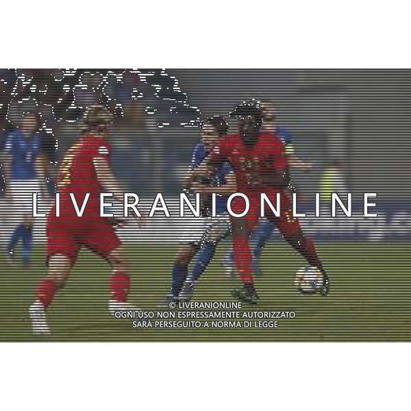 UEFA - Campionato Europeo Under 21 Italia 2019 gruppo A 22/06/2019 Belgio - Italia nella foto: Chiesa Federico (Italia) Rocky Bushiri of Belgium ©Claudio Zamagni/Agenzia Aldo Liverani Chiesa Federico (Italia) Rocky Bushiri of Belgium during UEFA Championship Under 21 Italy 2019 group A match between Belgium and Italy at Reggio-Emilia Mapei Stadium on June 22 2019. photo credit by Claudio Zamagni/Aldo Liverani Photo Agency / AGENZIA ALDO LIVERANI SAS