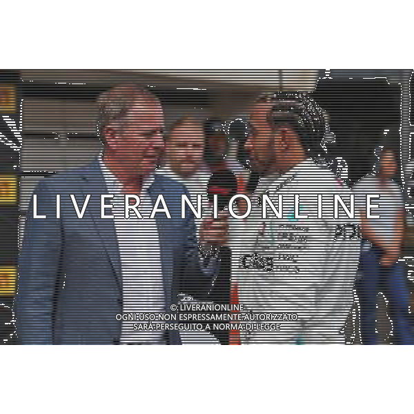 (L to R): Martin Brundle (GBR) Sky Sports Commentator with race winner Lewis Hamilton (GBR) Mercedes AMG F1 in parc ferme. 23.06.2019. Formula 1 World Championship, Rd 8, French Grand Prix, Paul Ricard, France, Race Day. / AGENZIA ALDO LIVERANI SAS - ITALY ONLY EDITORIAL USE ONLY