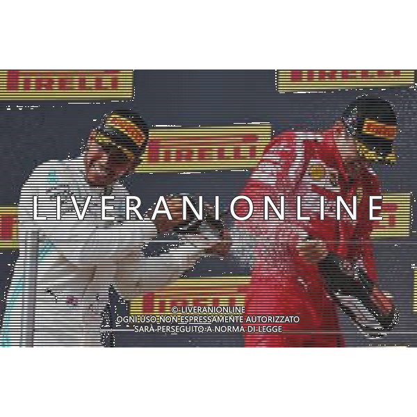 Race winner Lewis Hamilton (GBR) Mercedes AMG F1 celebrates on the podium. 23.06.2019. Formula 1 World Championship, Rd 8, French Grand Prix, Paul Ricard, France, Race Day. / AGENZIA ALDO LIVERANI SAS - ITALY ONLY EDITORIAL USE ONLY