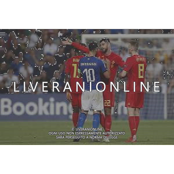 UEFA - Campionato Europeo Under 21 Italia 2019 gruppo A 22/06/2019 Belgio - Italia nella foto: Mandragora Rolando (Italia) Elias Cobbaut of Belgium Bryan Heynen of Belgium ©Claudio Zamagni/Agenzia Aldo Liverani Mandragora Rolando (Italia) Elias Cobbaut of Belgium Bryan Heynen of Belgium during UEFA Championship Under 21 Italy 2019 group A match between Belgium and Italy at Reggio-Emilia Mapei Stadium on June 22 2019. photo credit by Claudio Zamagni/Aldo Liverani Photo Agency