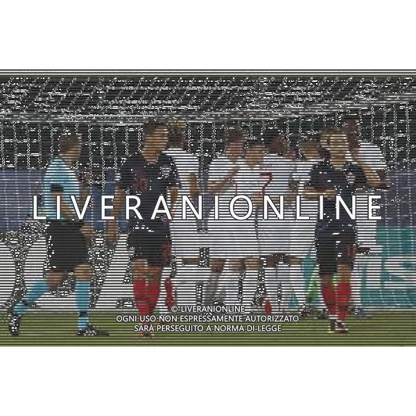 UEFA - Campionato Europeo Under 21 Italia 2019 gruppo C 24/06/2019 Croazia - Inghilterra nella foto: Esultanza Inghilterra ©Claudio Zamagni/Agenzia Aldo Liverani england celebrates after scoring a goal during UEFA Championship Under 21 Italy 2019 group C match between Croatia and England at San Marino Olympic Stadium on June 24 2019. photo credit by Claudio Zamagni/Aldo Liverani Photo Agency
