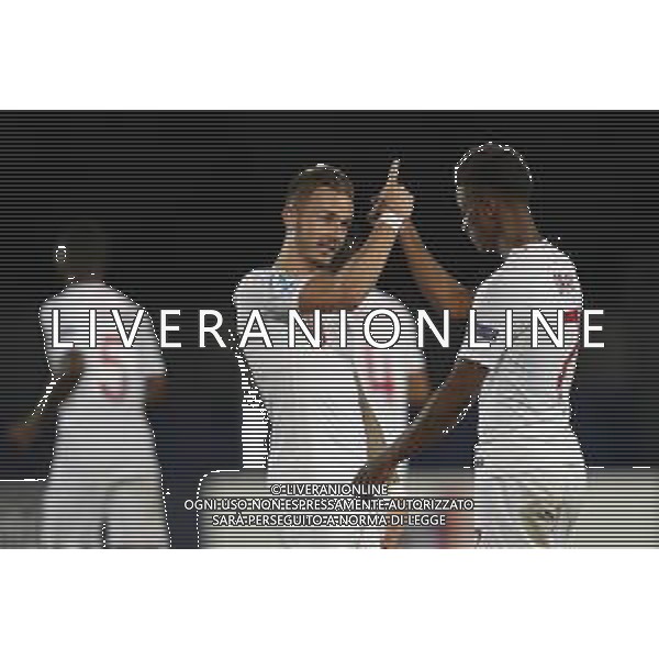 UEFA - Campionato Europeo Under 21 Italia 2019 gruppo C 24/06/2019 Croazia - Inghilterra nella foto: Esultanza dopo il gol di Maddison James (England) James(England) Gray Demarai(England) ©Claudio Zamagni/Agenzia Aldo Liverani Maddison James(England) Gray Demarai(England) celebrates after scoring a goal during UEFA Championship Under 21 Italy 2019 group C match between Croatia and England at San Marino Olympic Stadium on June 24 2019. photo credit by Claudio Zamagni/Aldo Liverani Photo Agency / AGENZIA ALDO LIVERANI SAS