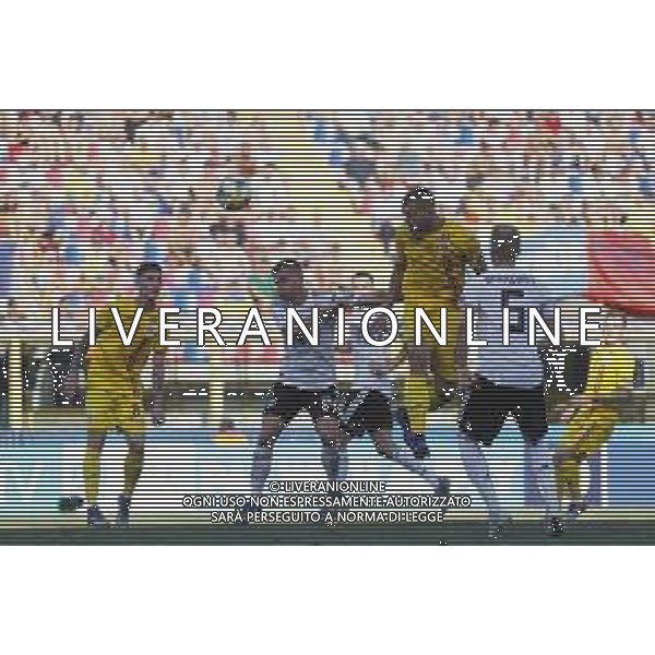 UEFA - Campionato Europeo Under 21 Italia 2019 27/06/2019 Semifinale Germania - Romania. nella foto: il secondo gol di testa di Puscas George (Romania) ©Claudio Zamagni/Agenzia Aldo Liverani goal Puscas Goerge (Romania) during semifinal UEFA Championship Under 21 Italy 2019 match between Germany and Romania at Renato Dall\'Ara Stadium on June 27 2019. photo credit by Claudio Zamagni/Aldo Liverani Photo Agency/ AGENZIA ALDO LIVERANI SAS