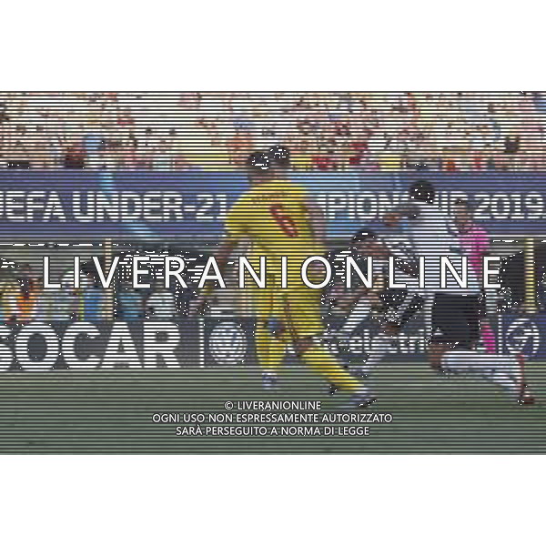 UEFA - Campionato Europeo Under 21 Italia 2019 27/06/2019 Semifinale Germania - Romania. nella foto: il gol di Amiri Nadiem (Germany) ©Claudio Zamagni/Agenzia Aldo Liverani goal Amiri Nadiem (Germany) during semifinal UEFA Championship Under 21 Italy 2019 match between Germany and Romania at Renato Dall\'Ara Stadium on June 27 2019. photo credit by Claudio Zamagni/Aldo Liverani Photo Agency/ AGENZIA ALDO LIVERANI SAS