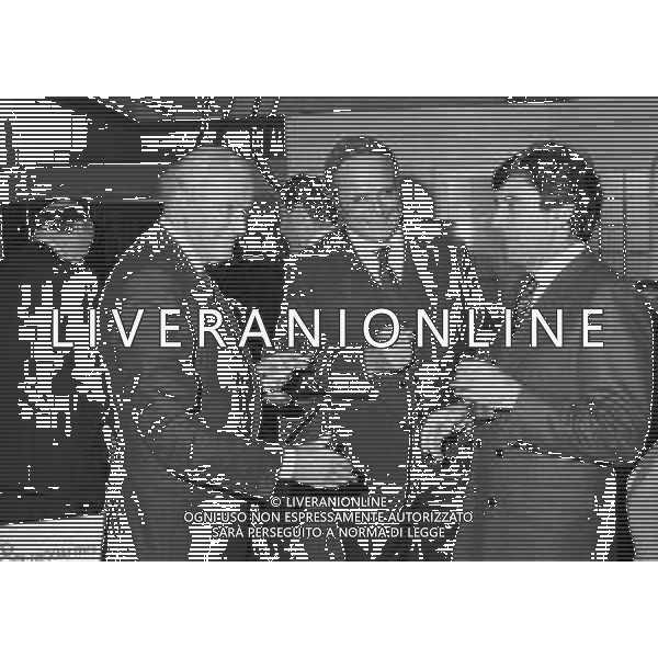 1981 MILANO-PRESENTAZIONE DEL NUOVO CANALE TELEVISIVO RETEQUATTRO NELLA FOTO LEOPOLDO PIRELLI E MARIO FORMENTON AG ALDO LIVERANI SAS