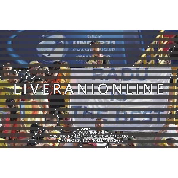 UEFA - Campionato Europeo Under 21 Italia 2019 27/06/2019 Semifinale Germania - Romania. nella foto: uno striscione per Radu ©Claudio Zamagni/Agenzia Aldo Liverani a banner for Radu during semifinal UEFA Championship Under 21 Italy 2019 match between Germany and Romania at Renato Dall\'Ara Stadium on June 27 2019. photo credit by Claudio Zamagni/Aldo Liverani Photo Agency