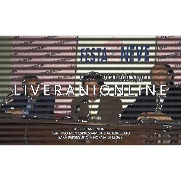 01-02-03-04-05- OTTOBRE 1997 MILANO-FESTA DELLA NEVE ORGANIZZATA DALLA GAZZETTA DELLO SPORT NELLA FOTO CANDIDO CANNAVO\' CON ALBERTO TOMBA E GIANNI MERLO AG ALDO LIVERANI SAS 