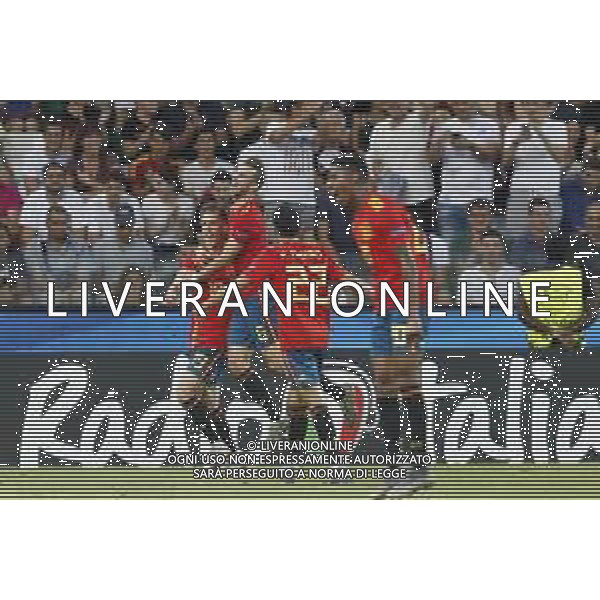 UEFA - Campionato Europeo Under 21 Italia 2019. 30/06/2019 Finale Spagna - Germania nella foto: Esultanza spagna ©Claudio Zamagni/Agenzia Aldo Liverani spain celebrates after scoring a goal during UEFA Championship Under 21 Italy 2019 final match between Spain and Germany at Dacia Arena Stadium on June 30 2019. photo credit by Claudio Zamagni/Aldo Liverani Photo Agency