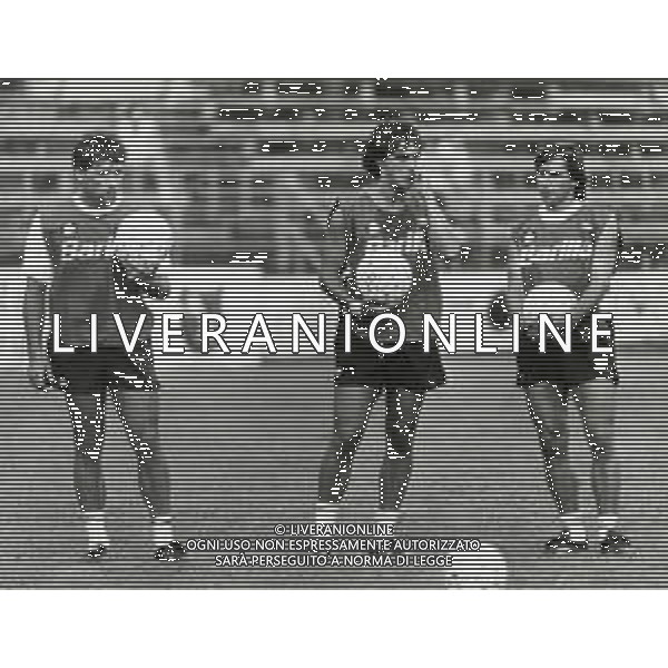 RETROSPETTIVA GIUSEPPE GIANNINI CALCIATORE NELLA FOTO GIUSEPPE GIANNINI CON PAOLO BALDIERI E BRUNO CONTI AG ALDO LIVERANI SAS