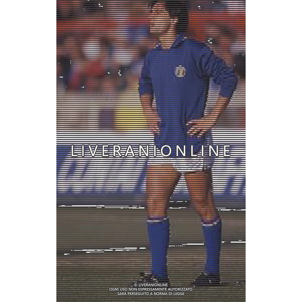 RETROSPETTIVA GIUSEPPE GIANNINI CALCIATORE NELLA FOTO GIUSEPPE GIANNINI CON LA MAGLIA DELLA NAZIONALE ITALIANA AG ALDO LIVERANI SAS