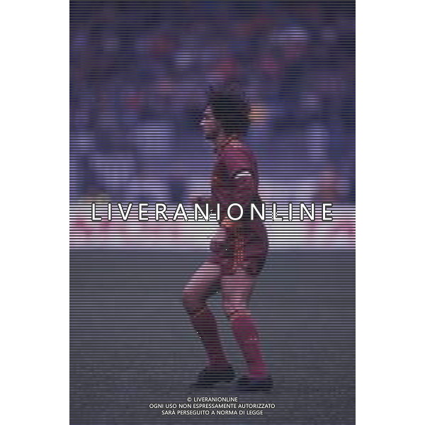 RETROSPETTIVA GIUSEPPE GIANNINI CALCIATORE NELLA FOTO GIUSEPPE GIANNINI CON LA MAGLIA DELLA ROMA CALCIO AG ALDO LIVERANI SAS