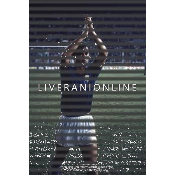 RETROSPETTIVA GIUSEPPE GIANNINI CALCIATORE NELLA FOTO GIUSEPPE GIANNINI CON LA MAGLIA DELLA NAZIONALE ITALIANA AG ALDO LIVERANI SAS