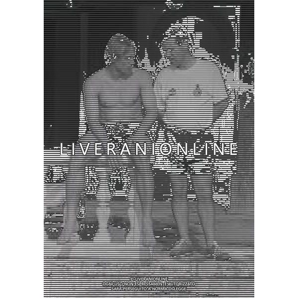 1991-1992 gavirate allenamento inter estivo pre campionato nella foto giancarlo guerra assistente allenatore con jugen klinsmann ag aldo liverani sas