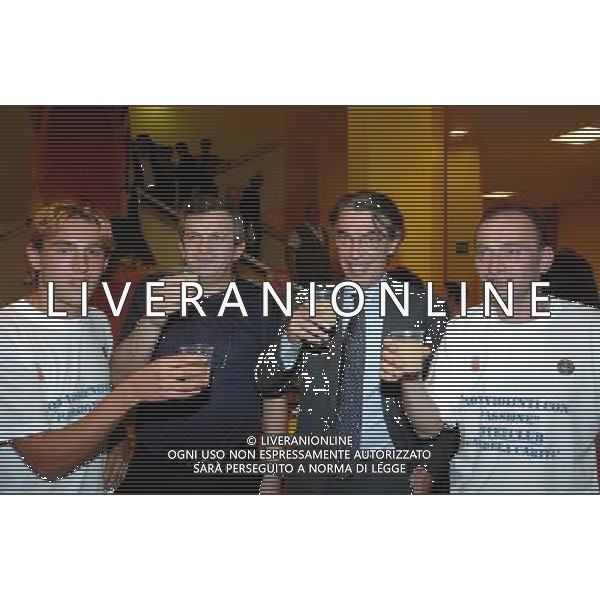 Milano 06/06/2005 Presentazione Inter Club Casa Della Carita\' nella foto: Tortorici Davide-Don Virginio Colmegna-Massimo moratti-Riera Roberto pres Inter club foto Danilo Recalcati / Ag.Aldo Liverani 