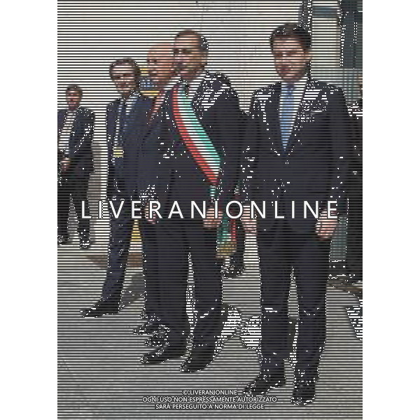 Milano ( MI ) 12/07/2019 Centenario della nascita dell\'ABI Nella foto: Attilio Fontana, Presidente della Lombardia, Giuseppe Sala, Sindaco di Milano e Giuseppe Conte, Presidente del Consiglio dei Ministri PH Lauro Montagnini / AGENZIA ALDO LIVERANI SAS