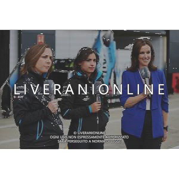 (L to R): Claire Williams (GBR) Williams Racing Deputy Team Principal with Jamie Chadwick (GBR) Williams Racing Development Driver and Lee McKenzie (GBR) Channel 4 Presenter. 13.07.2019. Formula 1 World Championship, Rd 10, British Grand Prix, Silverstone, England, Qualifying Day. / AGENZIA ALDO LIVERANI SAS - ITALY ONLY EDITORIAL USE ONLY