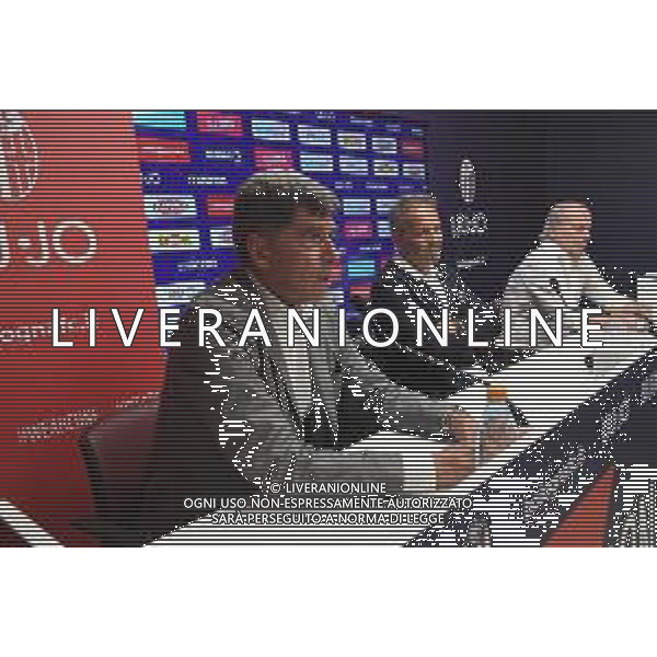 CONFERENZA STAMPA DELL\'ALLENATORE DEL BOLOGNA SINISA MIHAJLOVIC PER ANNUNCIARE CHE DOVRA\' FERMARSI PER CURARE LA LAUCEMIA A CASTELDEBOLE 13.07.2019 NELLA FOTO con il medico sociale del Bologna Gianni Nanni e il direttore tecnico del Bologna Walter Sabatini © OPTIMAFOTO / AGENZIA ALDO LIVERANI SAS