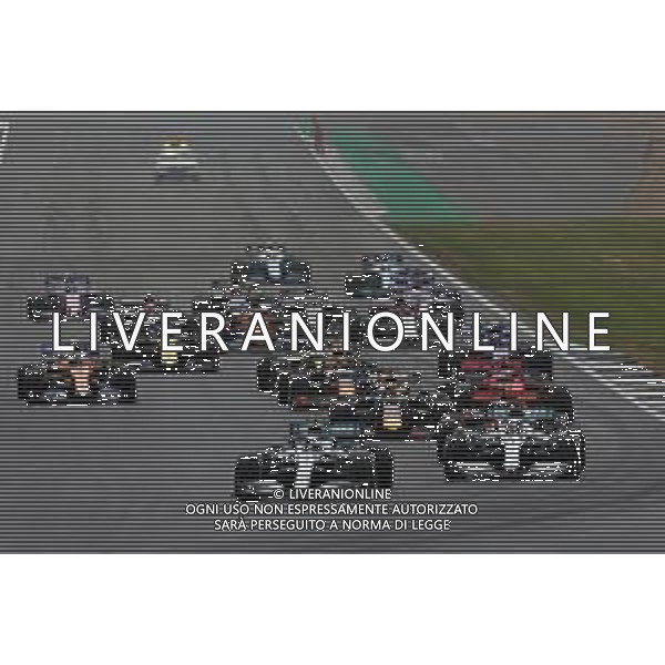Start of the race, Valtteri Bottas (FIN), Mercedes AMG F1 and Lewis Hamilton (GBR), Mercedes AMG F1 14.07.2019. Formula 1 World Championship, Rd 10, British Grand Prix, Silverstone, England, Race Day. / AGENZIA ALDO LIVERANI SAS - ITALY ONLY EDITORIAL USE ONLY