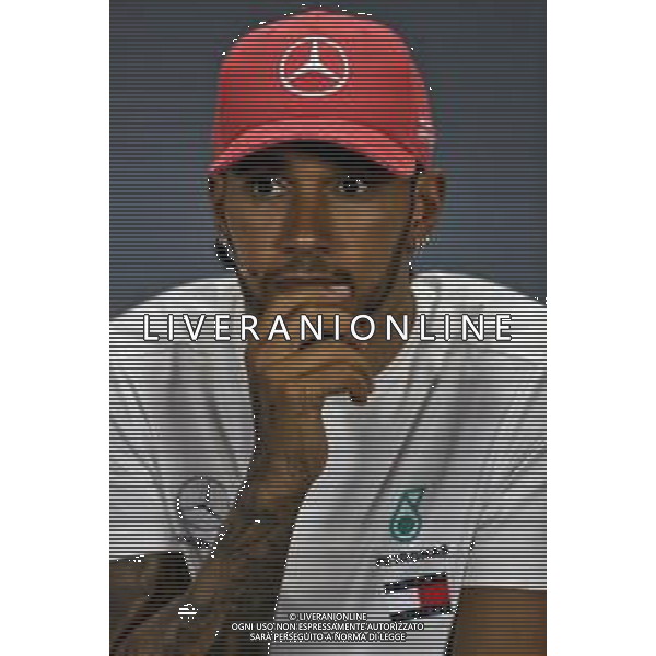 Race winner Lewis Hamilton (GBR) Mercedes AMG F1 in the post race FIA Press Conference. 14.07.2019. Formula 1 World Championship, Rd 10, British Grand Prix, Silverstone, England, Race Day. AG ALDO LIVERANI SAS-ONLY ITALY